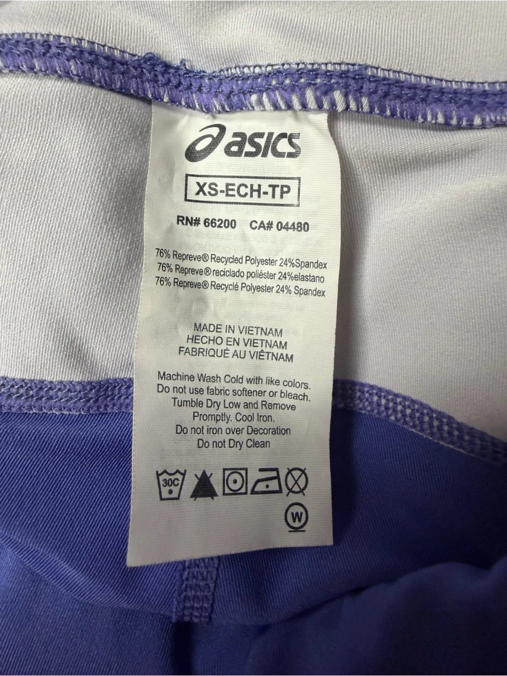 ASICS Periwinkle Blue 7/8 Performance Tight Leggings XS Colorblock Athletic Vibe